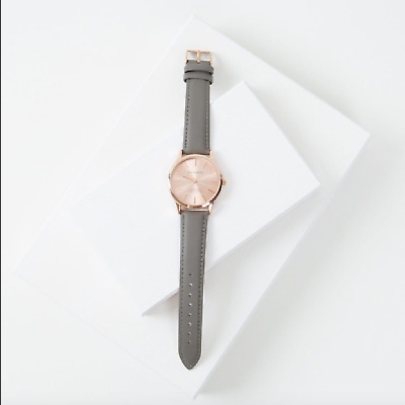 NIB - Monroe Solerose Charcoal Leather Watch - Picture 7 of 13
